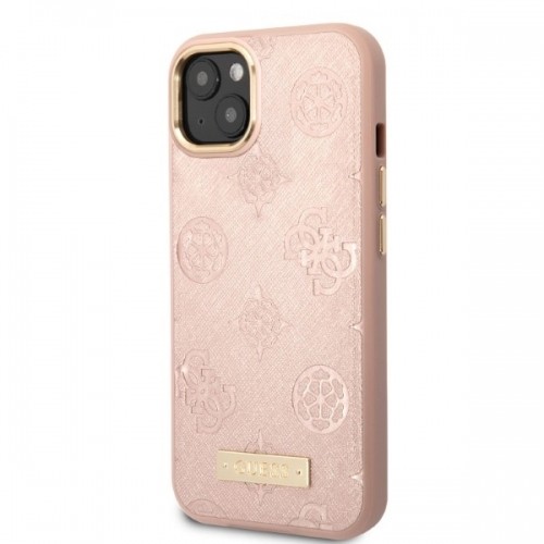 Guess GUHMP13MSAPSTP iPhone 13 6,1" różowy|pink hardcase Peony Logo Plate MagSafe image 2