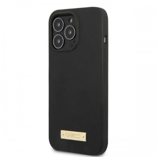 Guess GUHMP13LSPLK iPhone 13 Pro | 13 6,1" czarny|black hard case Silicone Logo Plate MagSafe image 2