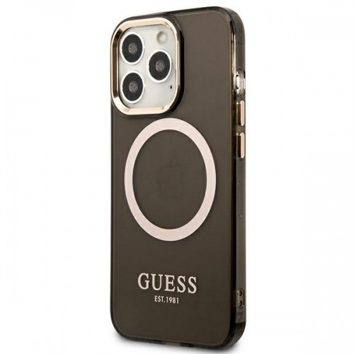Guess GUHMP13LHTCMK iPhone 13 Pro | 13 6,1" czarny|black hard case Gold Outline Translucent MagSafe image 2