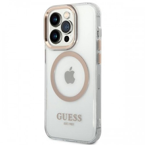 Guess Transparent MagSafe Compatible Case for iPhone 14 Pro Gold image 2