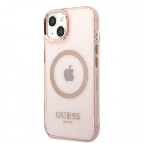 Guess Translucent MagSafe Compatible Case for iPhone 13 Pink image 2