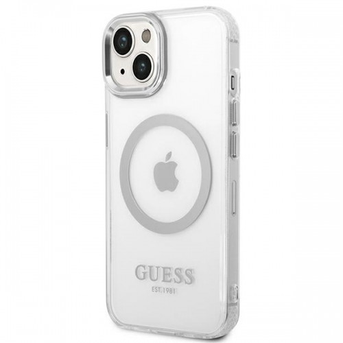 Guess GUHMP14SHTRMS iPhone 14 6,1" srebrny|silver hard case Metal Outline Magsafe image 2