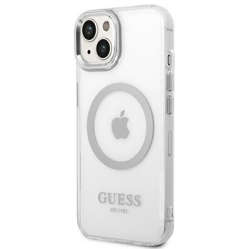 Guess GUHMP14MHTRMS iPhone 14 Plus 6,7" srebrny|silver hard case Metal Outline Magsafe image 2