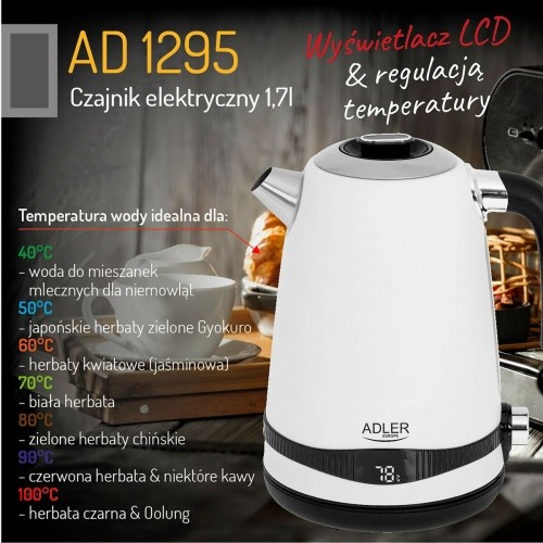 Чайник Adler Белый Нержавеющая сталь 2200 W 1,7 L image 2