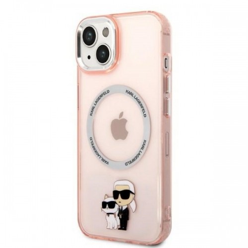 Karl Lagerfeld MagSafe Compatible Case IML Karl and Choupette NFT for iPhone 14 Pink image 2