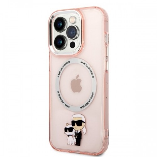 Karl Lagerfeld MagSafe Compatible Case IML Karl and Choupette NFT for iPhone 14 Pro Pink image 2