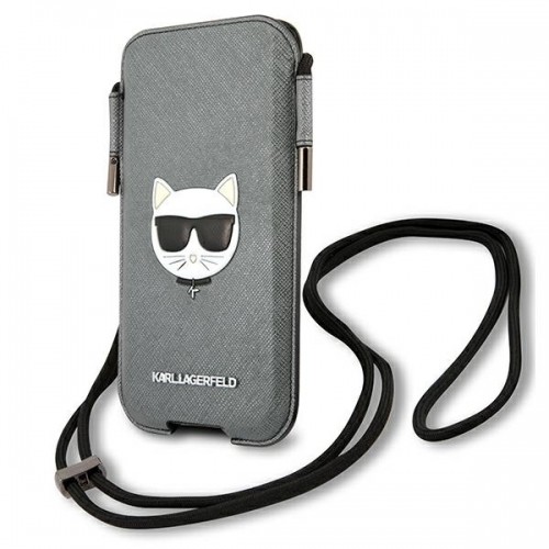 Karl Lagerfeld Choupette Head Saffiano PU Pouch L Grey image 2