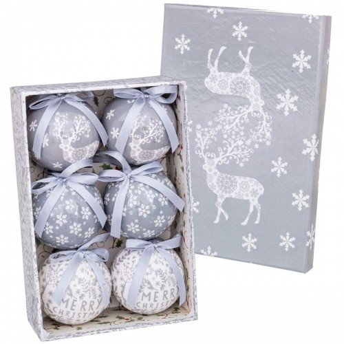Bigbuy Christmas Ёлочные шарики Белый Серебристый бумага Polyfoam Oленем 7,5 x 7,5 x 7,5 cm (6 штук) image 2