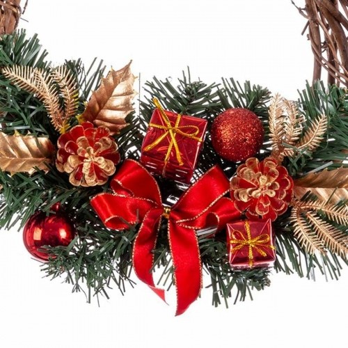 Bigbuy Christmas Рождественский венок ротанг Красный Разноцветный PVC 20 x 20 x 10 cm image 2