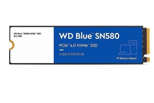 SSD|WESTERN DIGITAL|Blue SN580|1TB|M.2|PCIe Gen4|NVMe|TLC|Write speed 4150 MBytes/sec|Read speed 4150 MBytes/sec|2.38mm|TBW 600 TB|MTBF 1500000 hours|WDS100T3B0E image 2