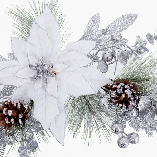 Bigbuy Christmas Durvju Pakaramais Ziemassvētki Balts Sudrabains Plastmasa Ananāsi 73 cm image 2