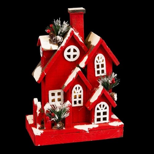 Bigbuy Christmas Новогоднее украшение Красный Деревянный дом 24 x 13 x 33 cm image 2