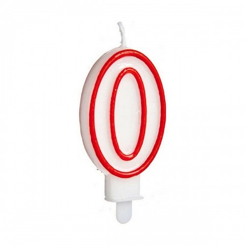 Candle Birthday White Red Number 0 (12 Units) image 2
