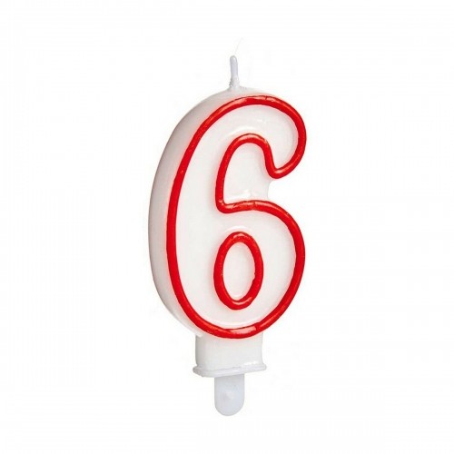 Bigbuy Home Вуаль День рождения Номера 6 Красный Белый (12 штук) image 2