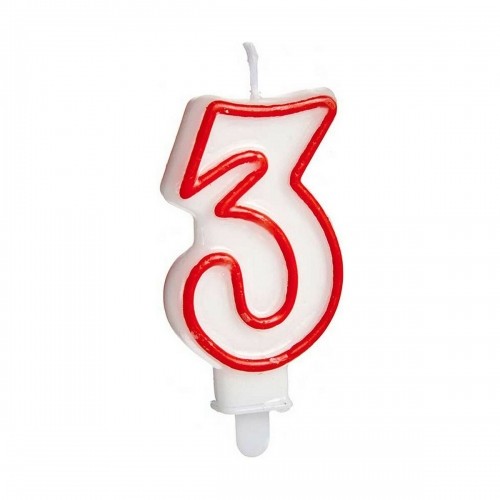 Bigbuy Party Вуаль День рождения Номера 3 Красный Белый (12 штук) image 2
