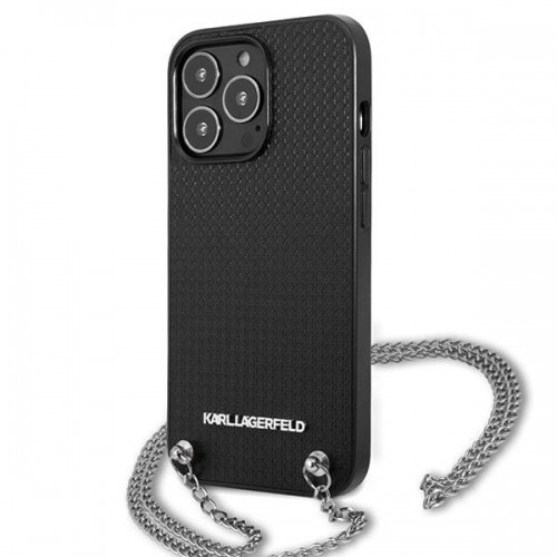 Karl Lagerfeld KLHCP13LPMK iPhone 13 Pro | 13 6,1" hardcase czarny|black Leather Textured and Chain image 2