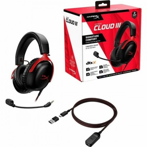 Headphones with Microphone Hyperx 727A9AA Red Red/Black image 2