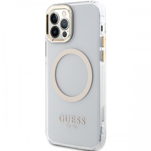 Guess GUHMP12MHTRMD iPhone 12|12 Pro 6.1" złoty|gold hardcase Metal Outline Magsafe image 2