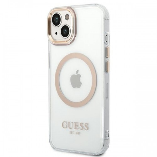 Guess Transparent MagSafe Compatible Case for iPhone 14 Gold image 2