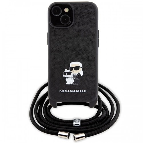 Karl Lagerfeld KLHCP15MSAKCPSK iPhone 15 Plus 6.7" hardcase czarny|black Crossbody Saffiano Metal Pin Karl & Choupette image 2