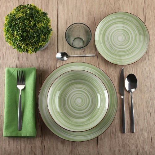 Tableware Versa Artesia 18 Pieces Green Porcelain image 2