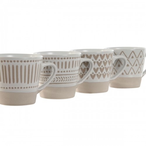 Komplekts ar kafijas tasēm Home ESPRIT Balts Bēšs Keramika 4 Daudzums 180 ml image 2