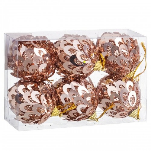 Christmas Baubles Bronze Plastic Polyfoam 6 x 6 x 6 cm (6 Units) image 2