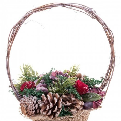 Christmas bauble Red Multicolour Rattan Plastic Foam Pineapples Basket 21 x 21 x 30 cm image 2