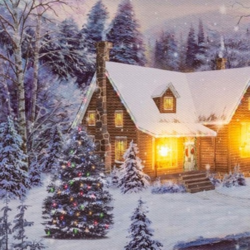 Painting Christmas Multicolour Wood Canvas 20 x 15 x 1,8 cm image 2