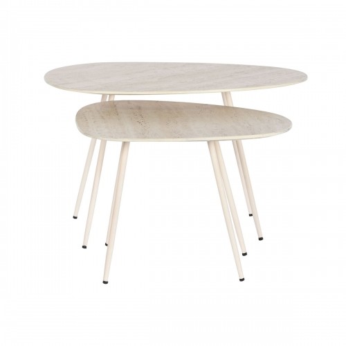 Набор из двух столиков Home ESPRIT Белый Бежевый Светло-коричневый Металл Керамика 73 x 43 x 45 cm image 2