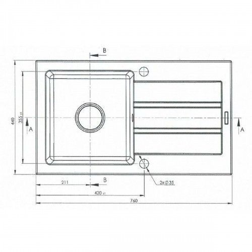 Sink with One Basin Maidsinks 76 x 44 cm Grey image 2