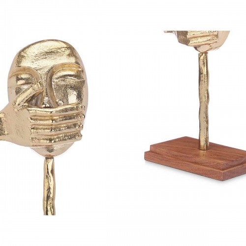 Decorative Figure Face Golden Wood Metal 17 x 33,5 x 10 cm image 2