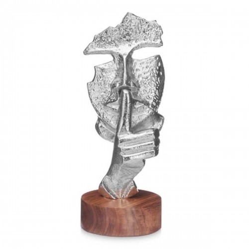 Decorative Figure Face Silver Wood Metal 12 x 29 x 11 cm image 2