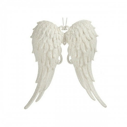 Christmas bauble Angel Wings White Plastic Glitter 13 x 14,5 x 2,5 cm (24 Units) image 2