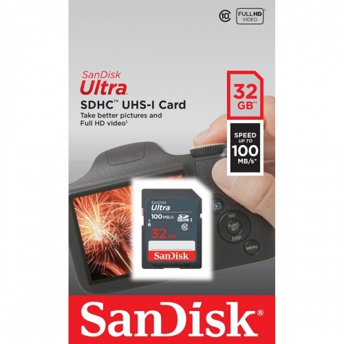 SD Memory Card SanDisk Ultra SDHC Mem Card 100MB/s Blue Black 32 GB image 2