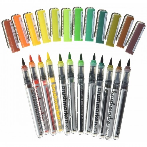 Set of Felt Tip Pens Karin Brushmarker Pro - Sun and Tree Colours 12 Pieces image 2