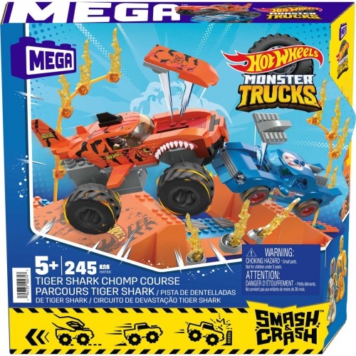 Строительный комплект Hot Wheels Mega Construx - Smash & Crash Shark Race 245 Предметы image 2