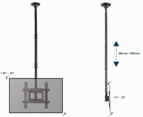 Stiprinājums televizoram Gembird Full Motion TV Ceiling Mount image 2