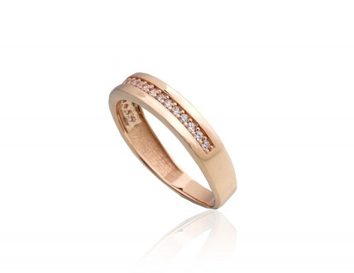 Золотое кольцо #1100970(Au-R)_CZ, Красное Золото 585°, Цирконы, Размер: 17.5, 2.1 гр. image 2