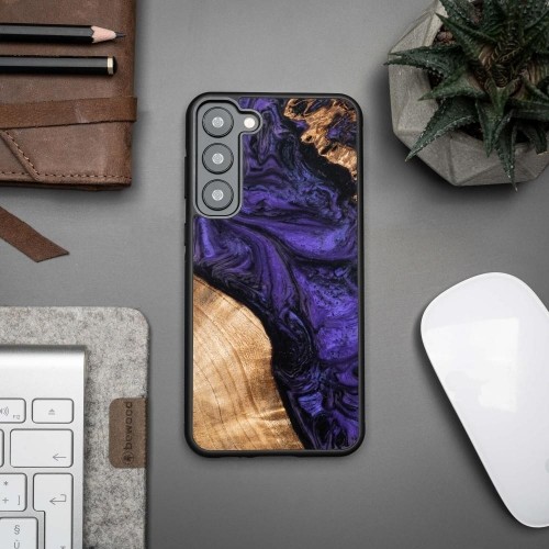 Wood and Resin Case for Samsung Galaxy S23 Plus Bewood Unique Violet - Purple and Black image 2