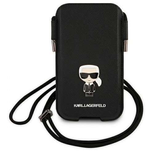 Karl Lagerfeld Saffiano Metal Logo PU Pouch S|M Black image 2