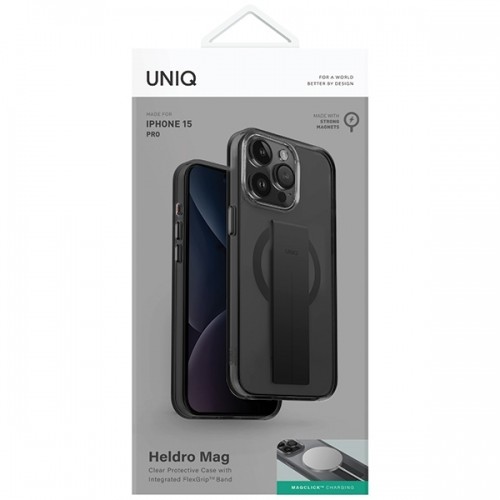 UNIQ etui Heldro Mag iPhone 15 Pro 6.1" Magclick Charging czarny|vapour smoke image 2