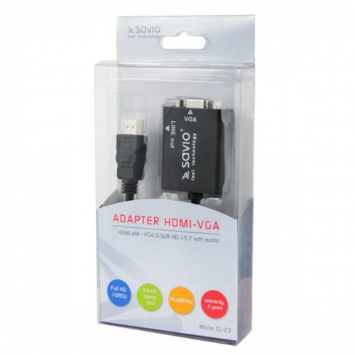 HDMI uz VGA Adapteris Savio CL-23 Melns image 2