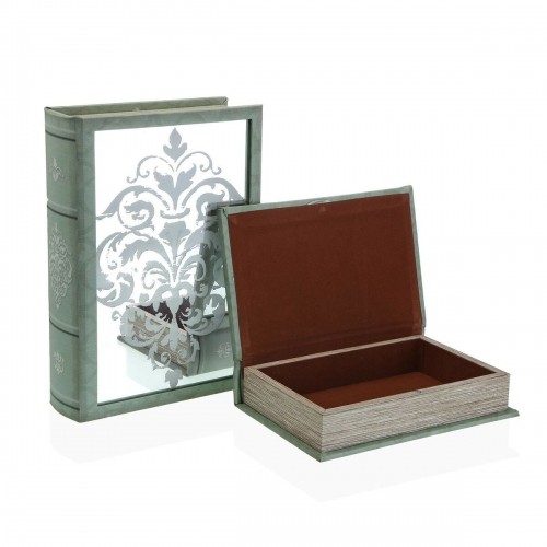 Decorative box Versa Book Canvas Mirror MDF Wood 7 x 30 x 21 cm image 2