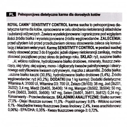Cat food Royal Canin Sensitivity Control Duck Rice 1,5 Kg image 2
