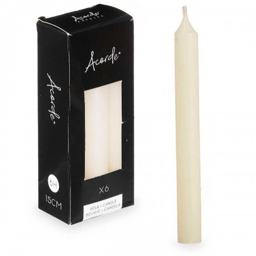 Candle Set 2 x 2 x 15 cm Cream (12 Units) image 2