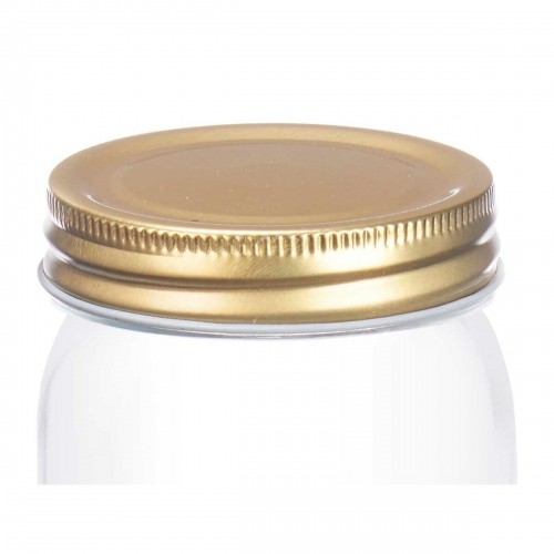 Jar Transparent Golden Metal Glass 180 ml 6 x 8 x 6 cm (54 Units) image 2