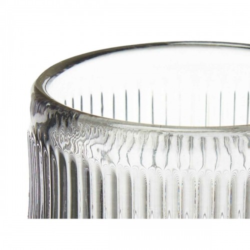 Candleholder Stripes Grey Crystal 7,5 x 7,8 x 7,5 cm (12 Units) image 2