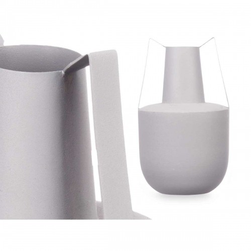 Vase With handles Grey Steel 14 x 24 x 14 cm (6 Units) image 2