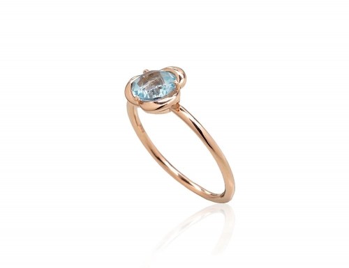 Золотое кольцо #1101008(Au-R)_TZLB, Красное Золото 585°, Небесно-голубой топаз, Размер: 17.5, 1.83 гр. image 2